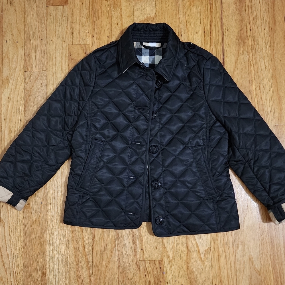 Burberry Black Quilted Jacket with Check Lining